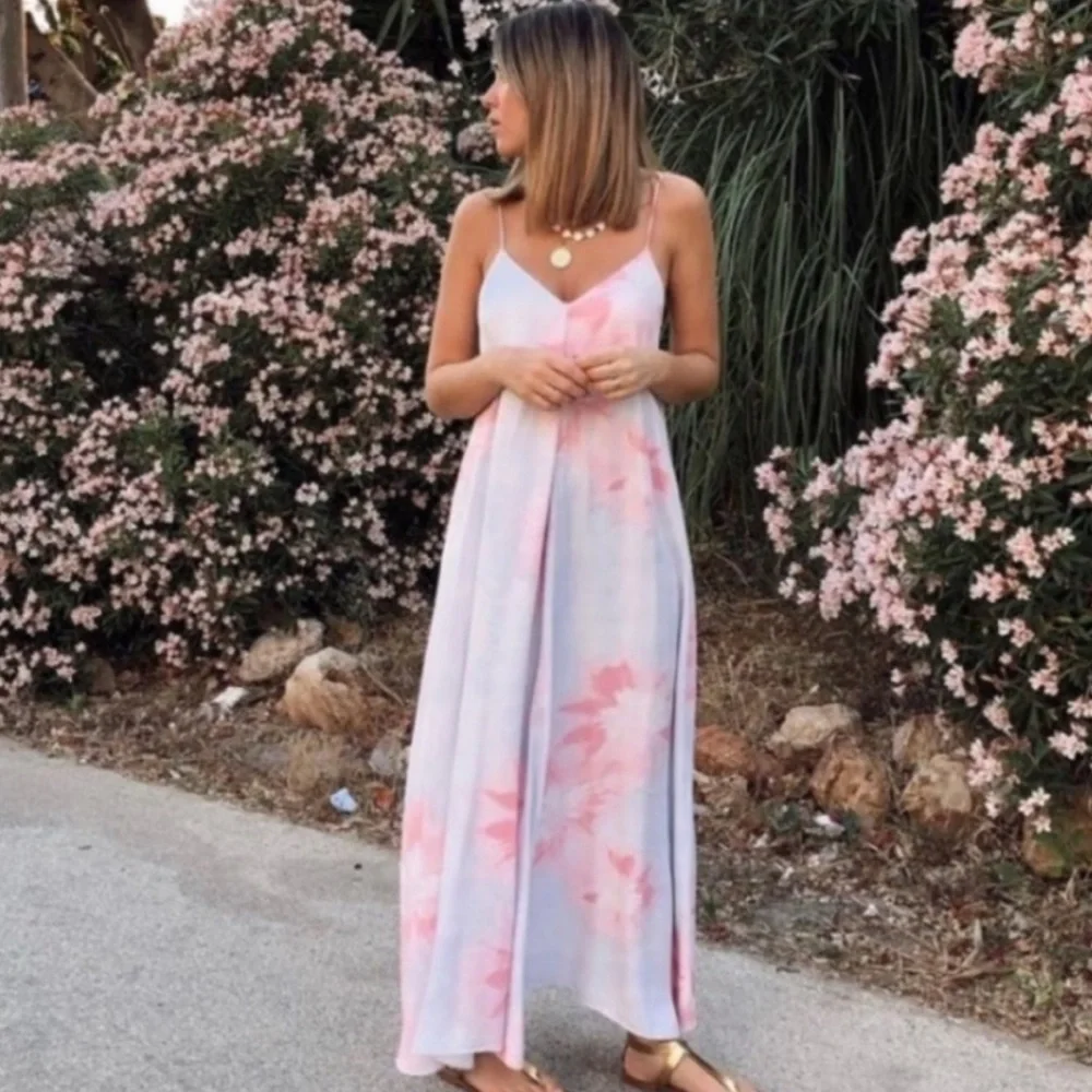 Zara Pastel Tie Dye Maxi Dress Vacation Size Medium - Picture 3 of 16